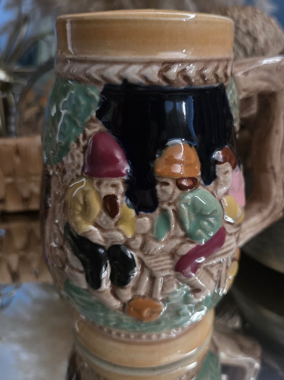 Heidelberg Schloss Vintage Beer Stein German Castle Relief Ceramic Mug